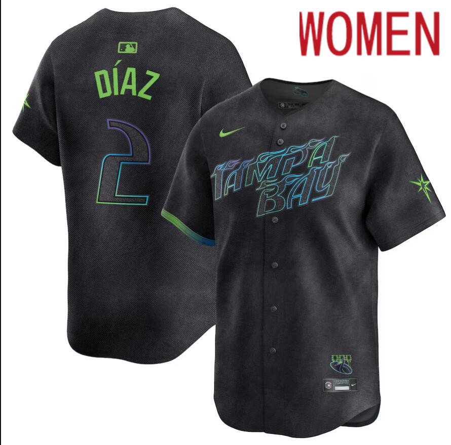 Women Tampa Bay Rays #2 Yandy Diaz Nike MLB Limited City Connect Black 2024 Jersey->customized mlb jersey->Custom Jersey